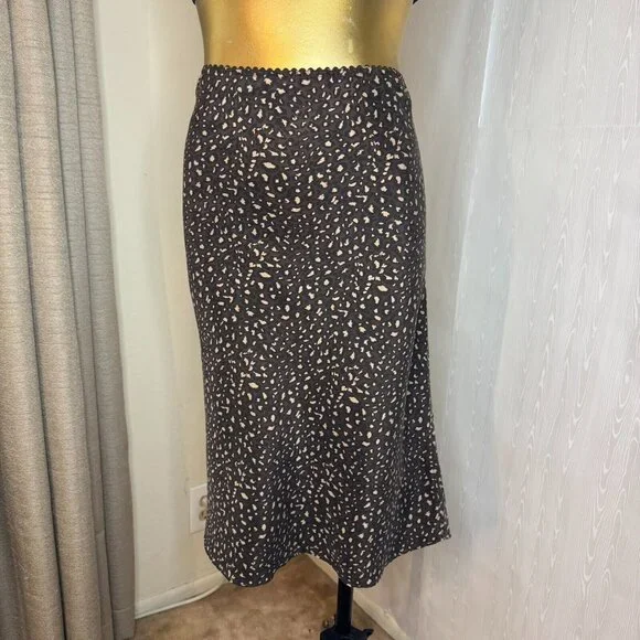 NWT Vintage Y2K 90s Women's Large Leopard Print Slip Midi Skirt Pull On - Picture 3 of 5